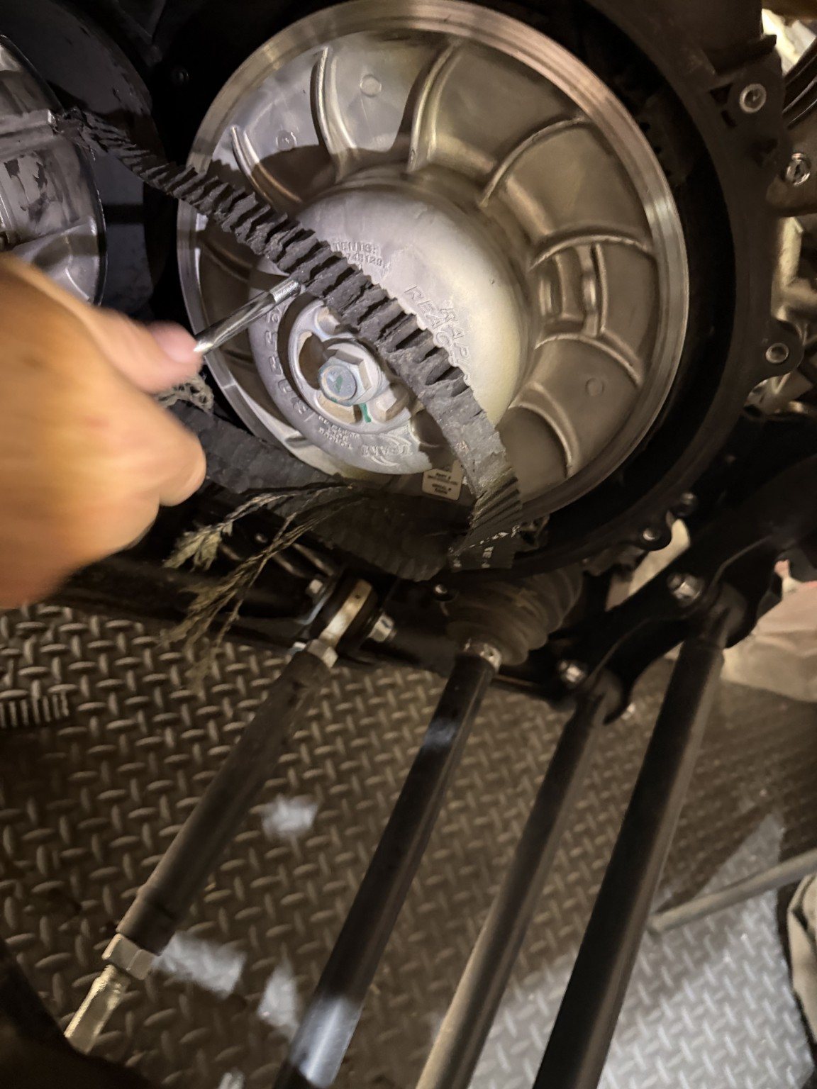 Damaged shredded CFMOTO CVT belt